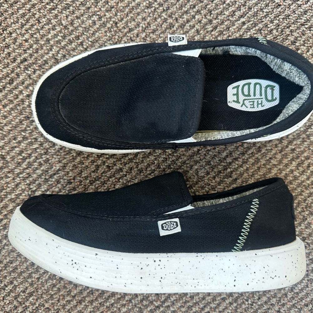 Hey Dude Black Canvas Slip-On Sneakers